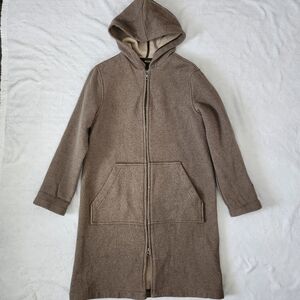 WOOLRICH Women's Full Zip Hooded Wool Blend Coat‎ Tan Size Small Made in US